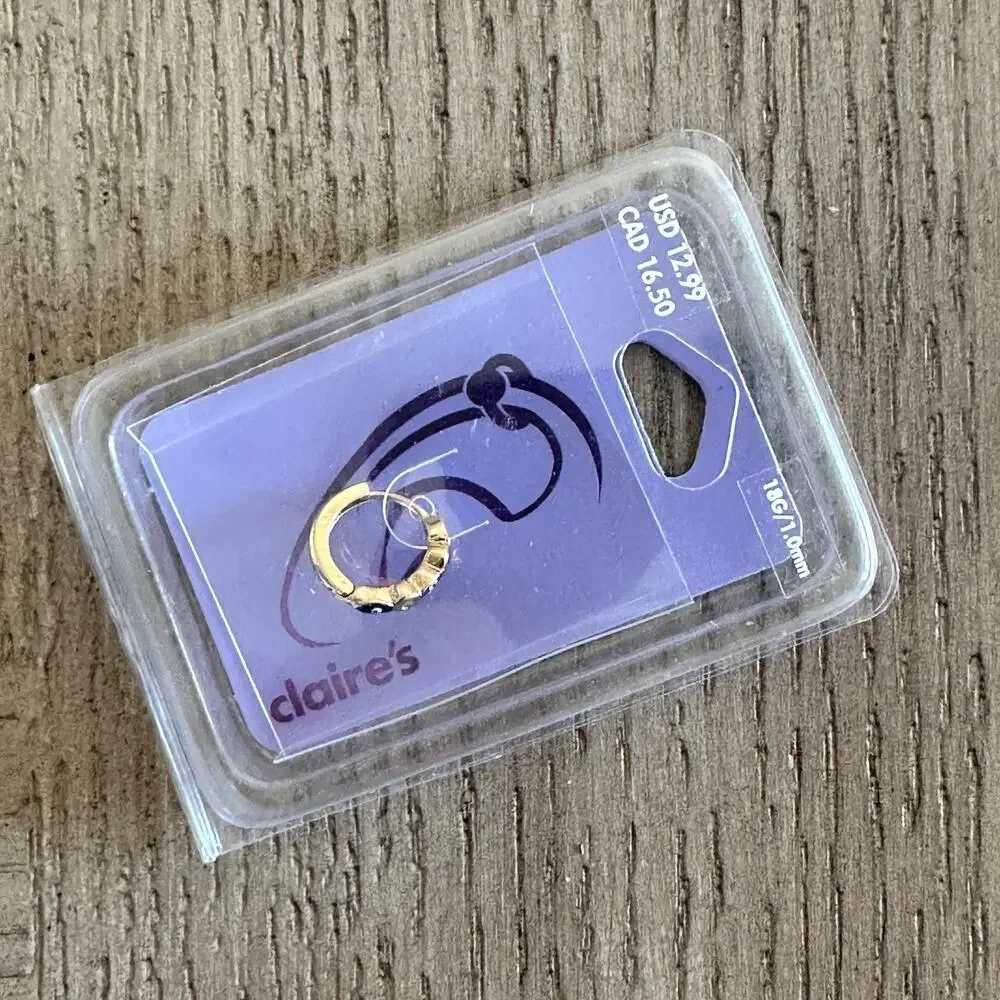 New Claire's Gold Tone Multi Evil Eye Dangle Hoop Earring for Conch Piercing 18G